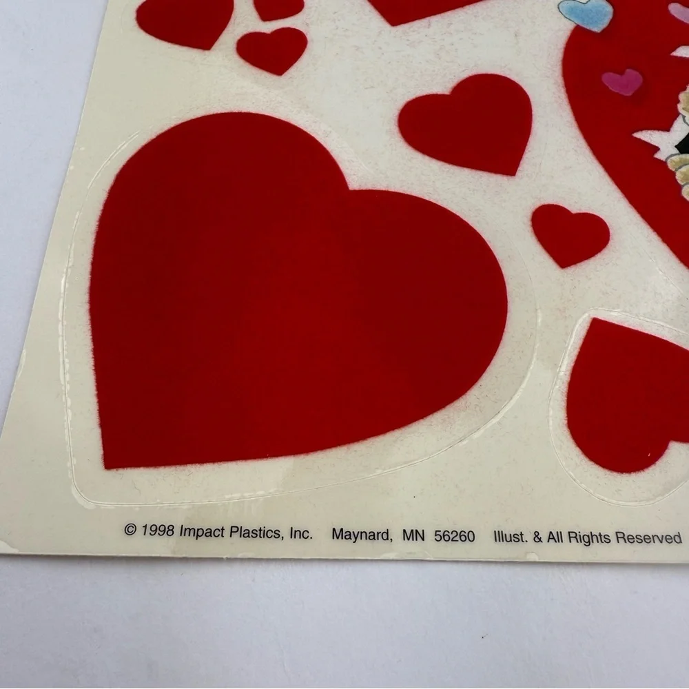 1998 Flocked Window Clings Valentines Bears Classic Clings NEW